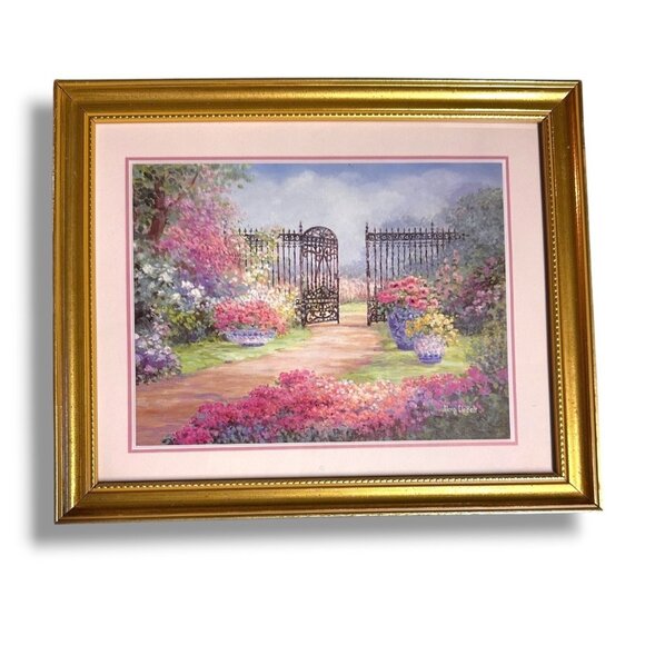 "The Open Gate" By Nora DeBolt Framed Lithograph 1992 Arthur A. Kaplan Co. Gold - Picture 1 of 10